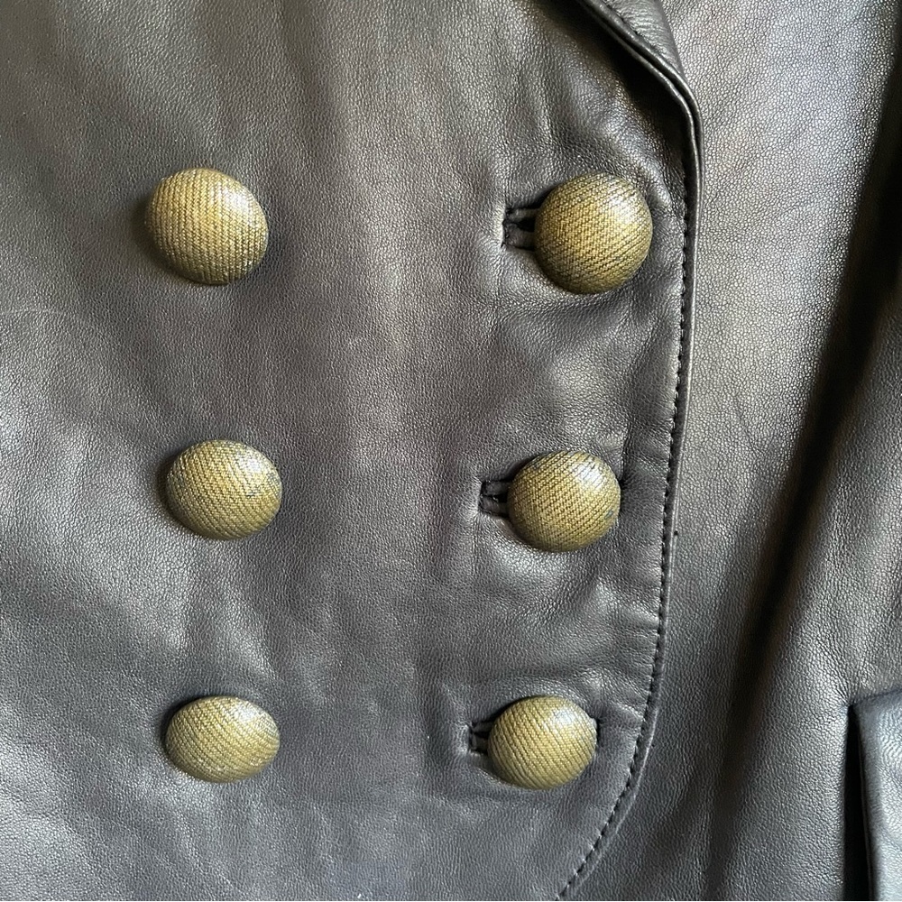 L’AGENCE Lamb Leather Double Breasted Blazer Size 8 NWT - Picture 11 of 16